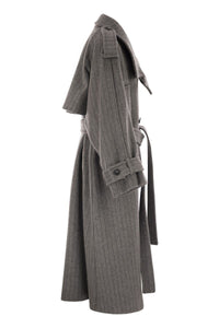 Sportmax Arold1234 - Pure Wool Pinstriped Trench Coat