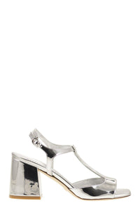Stuart Weitzman Flareblock - Mirrored Leather T-Sandal