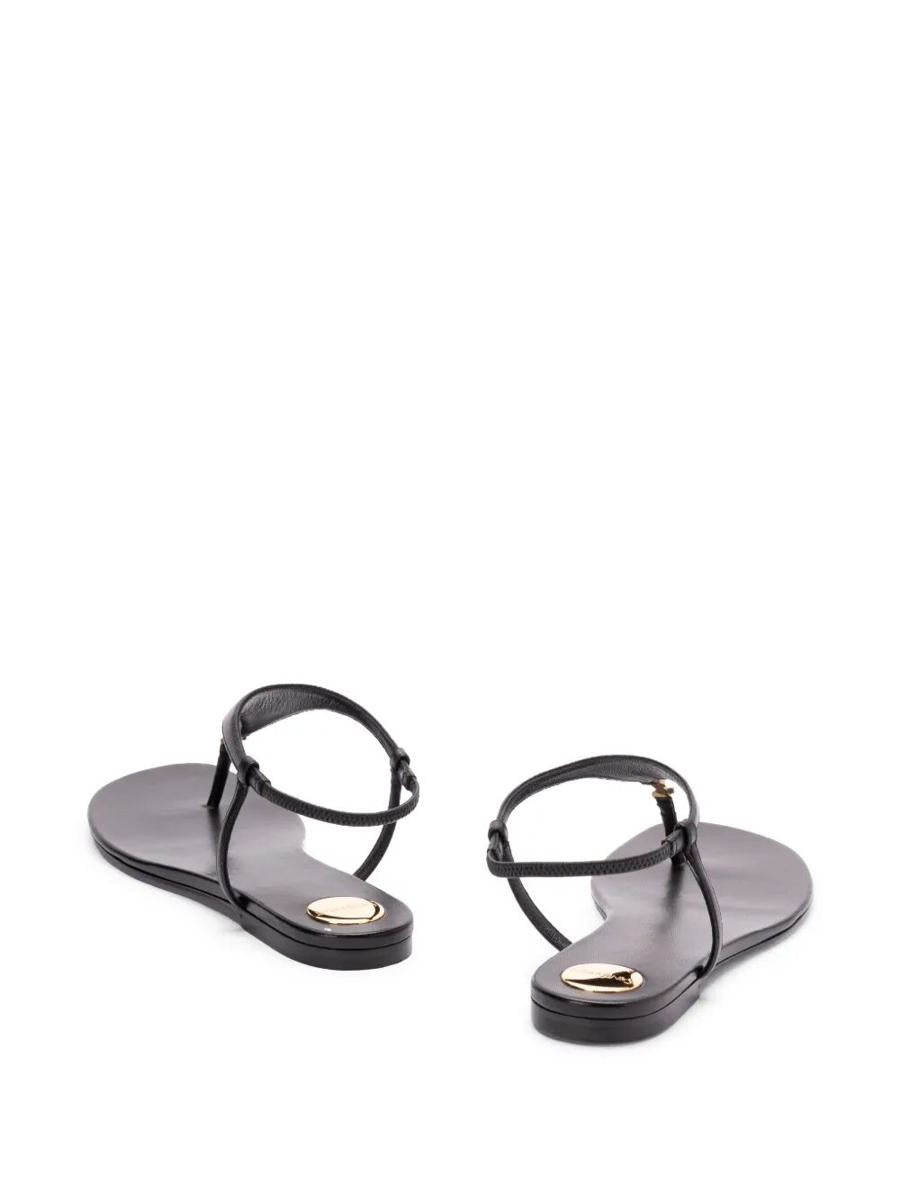 Saint Laurent Smooth Leather Cassandra Triangular Upper Flat Sandals Shoes