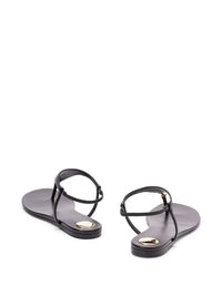 Saint Laurent Smooth Leather Cassandra Triangular Upper Flat Sandals Shoes