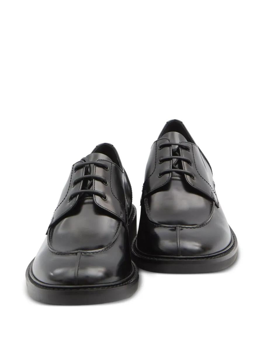Saint Laurent Smooth Leather Linen Derbies Shoes
