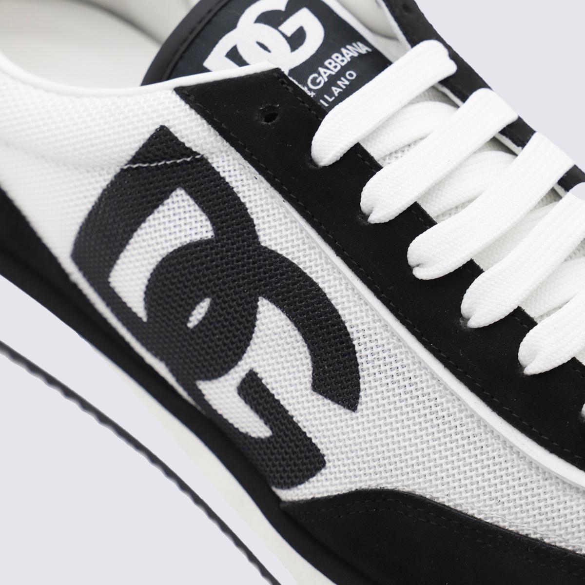 Dolce & Gabbana White And Black Leather Sneakers