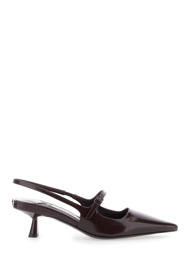 Bordeaux Pumps With Pointed Toe Design In Leather Woman