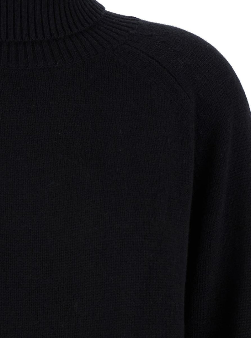 Black High Neck Sweater In Cashmere Woman