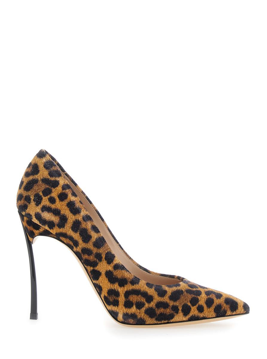 'Malesia' Brown Pumps With High Stiletto Heel And Leopard Motif In Suede Woman
