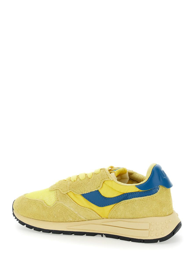 'Reelwind' Yellow Low Top Sneakers With Logo Patch On Tongue And Side In Leather Blend Woman