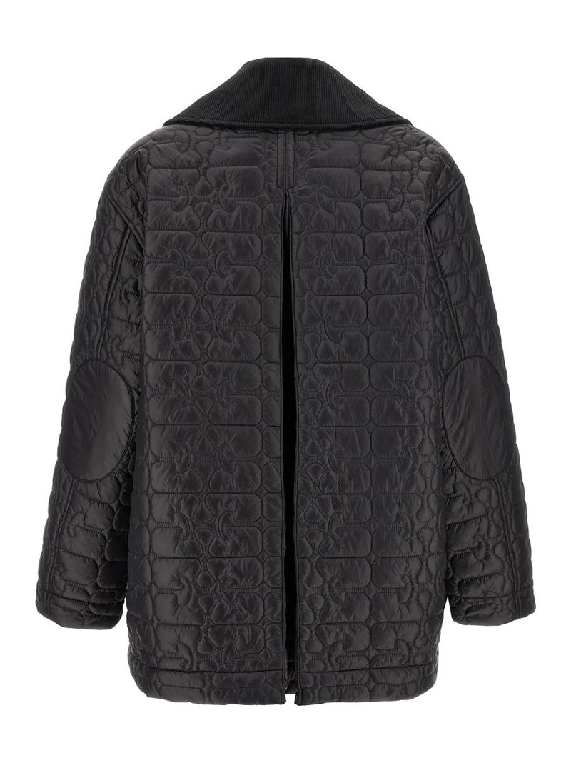Ganni 'Black Shiny Quilt Midi' Jacket