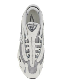 Grey Low Top Sneakers With Logo Patch On Side And Tongue And Perforated Panels In Tech Fabric Unisex