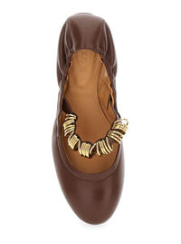 'Dee' Brown Ballerinas With Decorative Rings On The Front In Leather Woman