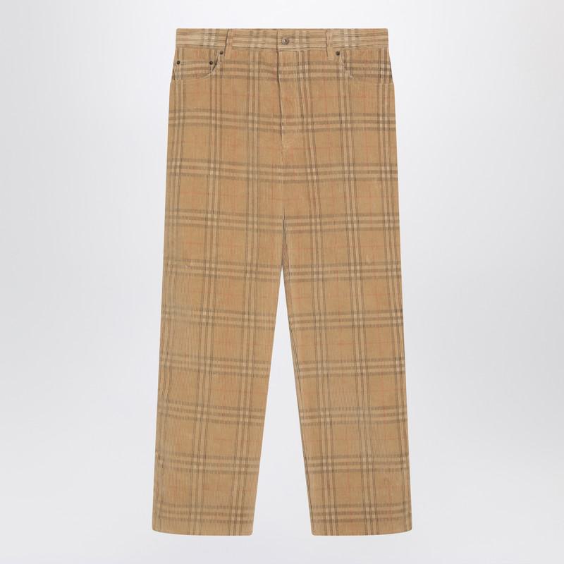 Burberry Sand-Coloured Check Corduroy Trousers