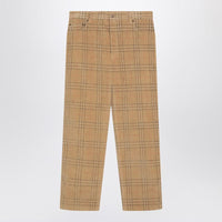 Burberry Sand-Coloured Check Corduroy Trousers