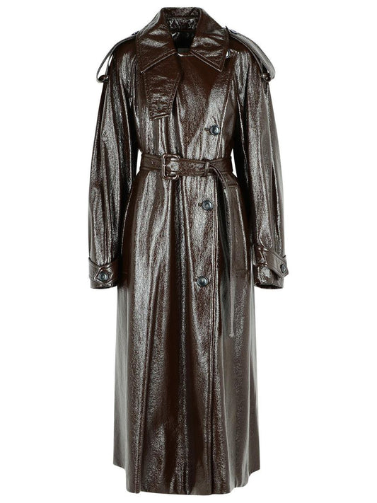 Sportmax Long 'Bairo' Patent Effect Trench Coat