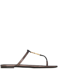Saint Laurent Cassandre Leather Thong Sandals