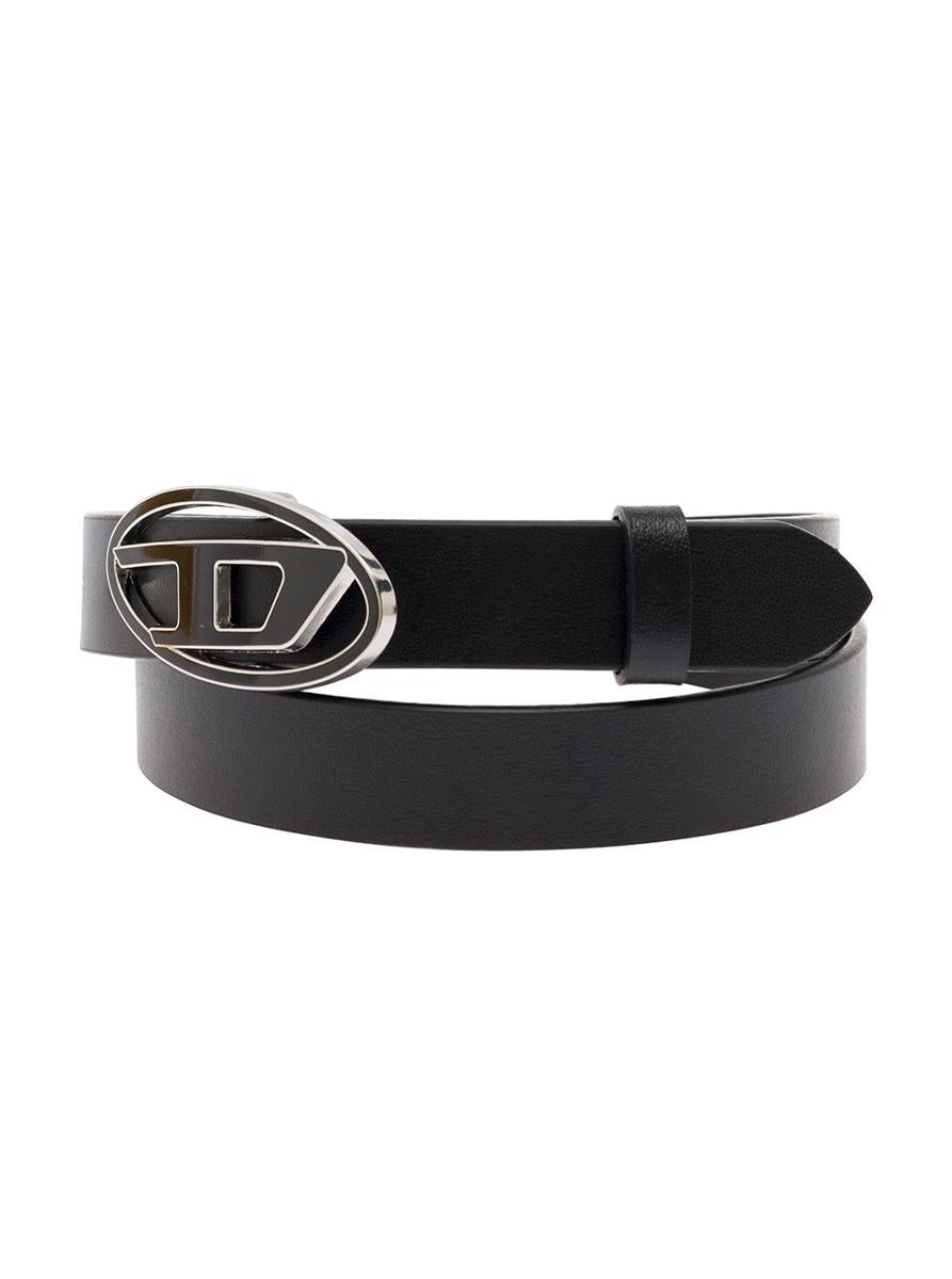 'B-1Dr' Black Belt With Oval D Buckle In Leather Woman