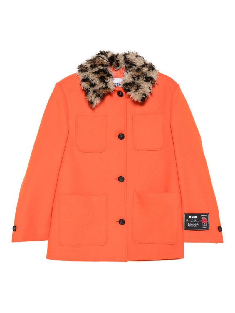 Msgm Orange Wool Blend Jacket
