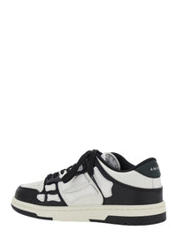 'Skel Top Low' Black And White Sneakers With Logo Patch On Thetongue And Contrasting Details On The Side In Leather Woman
