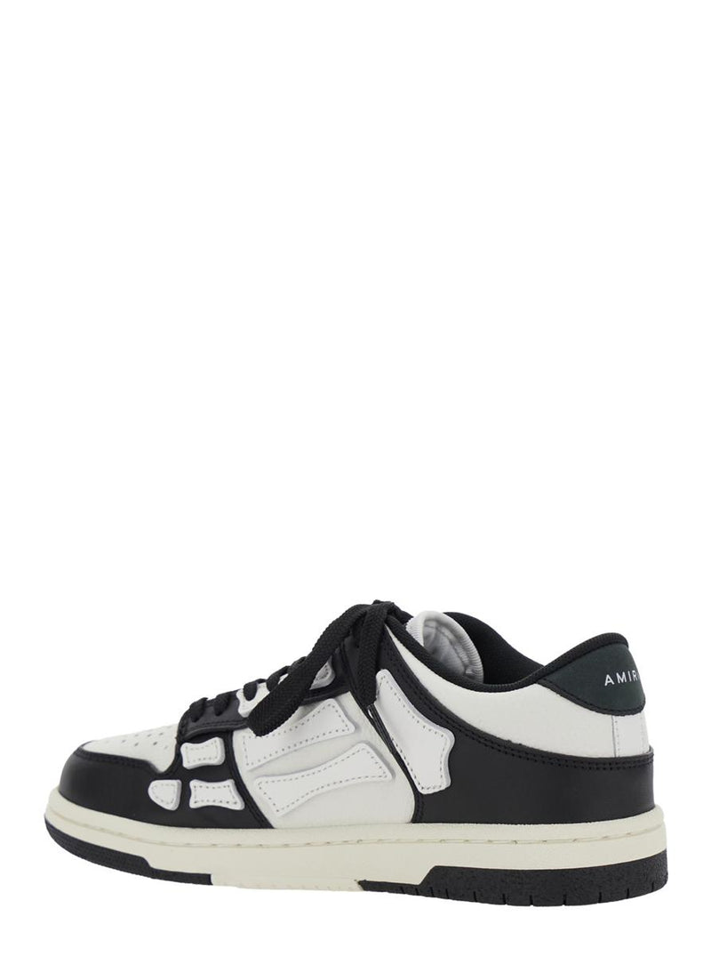 'Skel Top Low' Black And White Sneakers With Logo Patch On Thetongue And Contrasting Details On The Side In Leather Woman
