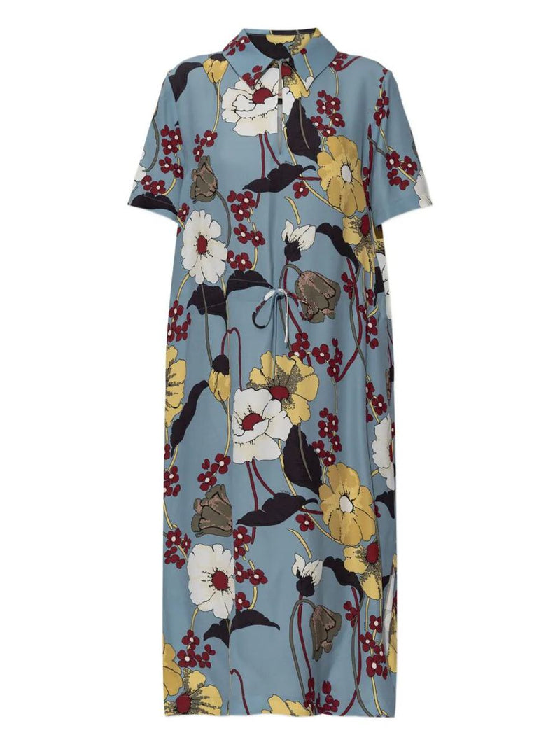 Marni Floral-Print V-Neck Midi Dress Clothing