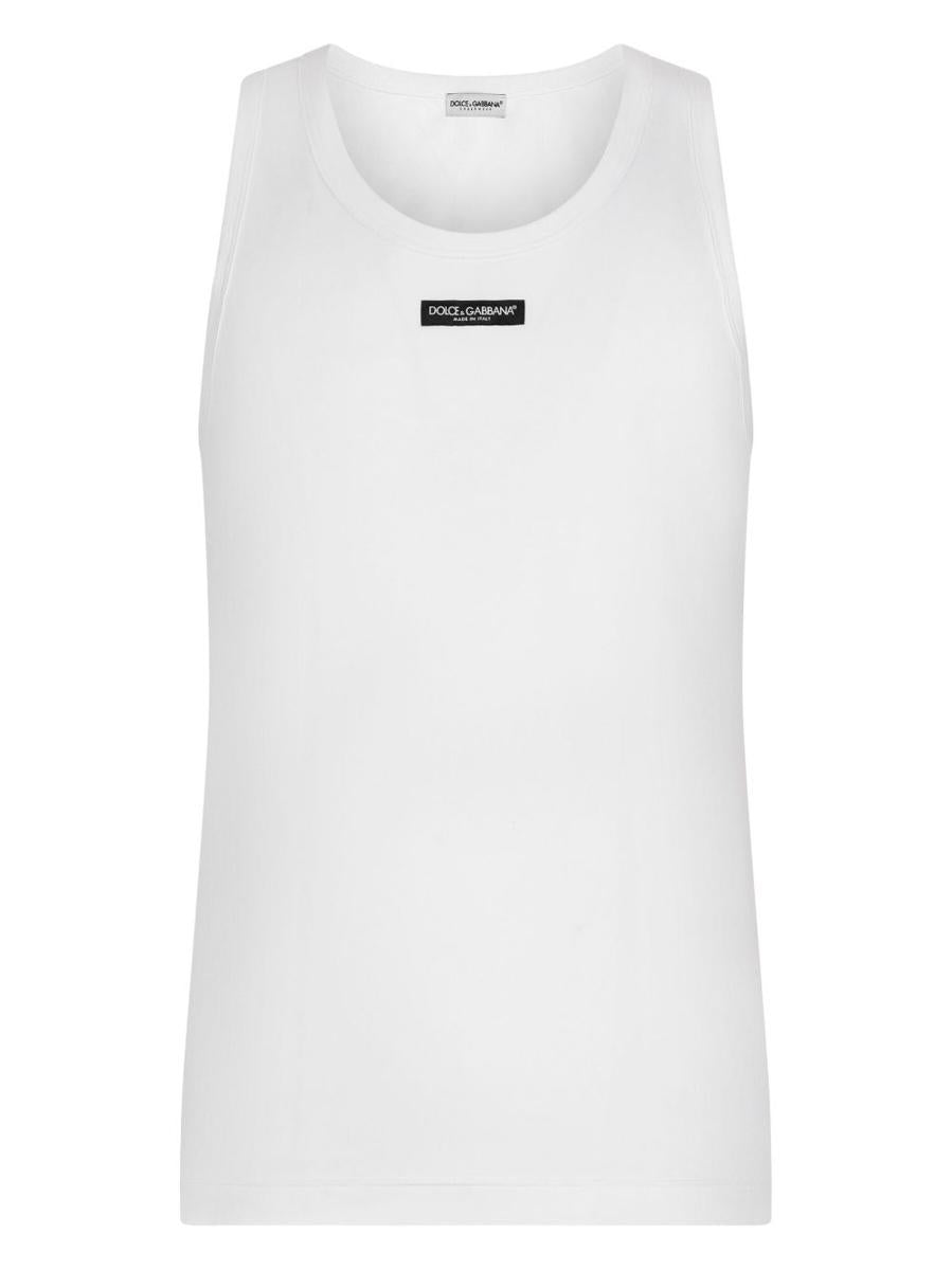 Dolce & Gabbana Stretch Cotton Tank Top With Logo Label Clothing