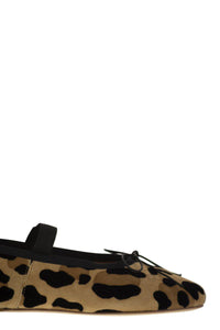 Anniel Leather Ballerina With Animal Pattern And Elastic Band