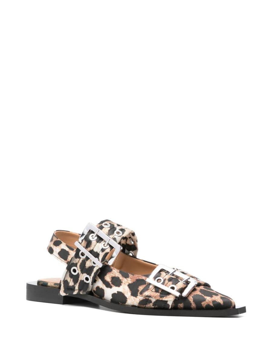 Ganni Leopard Print Slingback Ballets