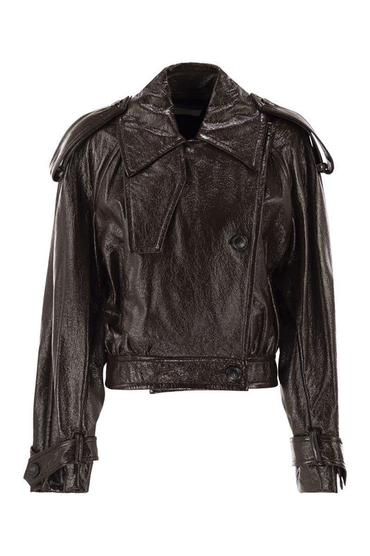 Sportmax Beta1234 - Short Trench Coat With Patent Effect