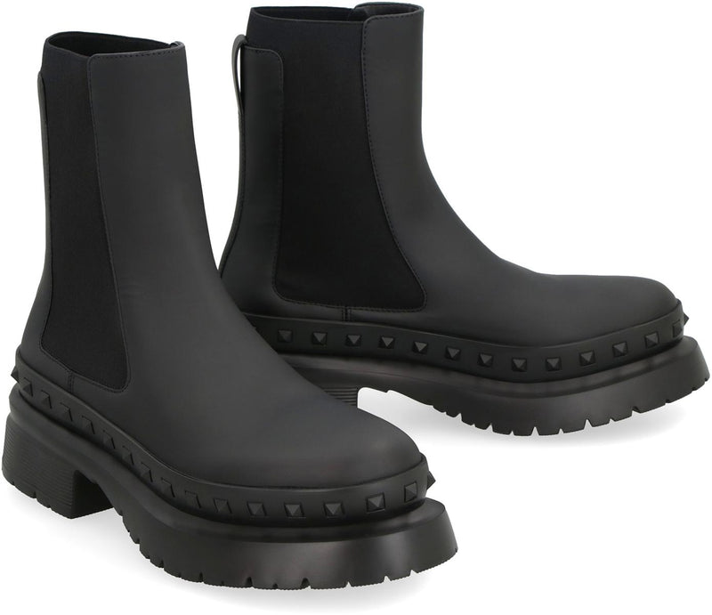 Valentino Garavani Rockstud M-Way Leather Chelsea Boots