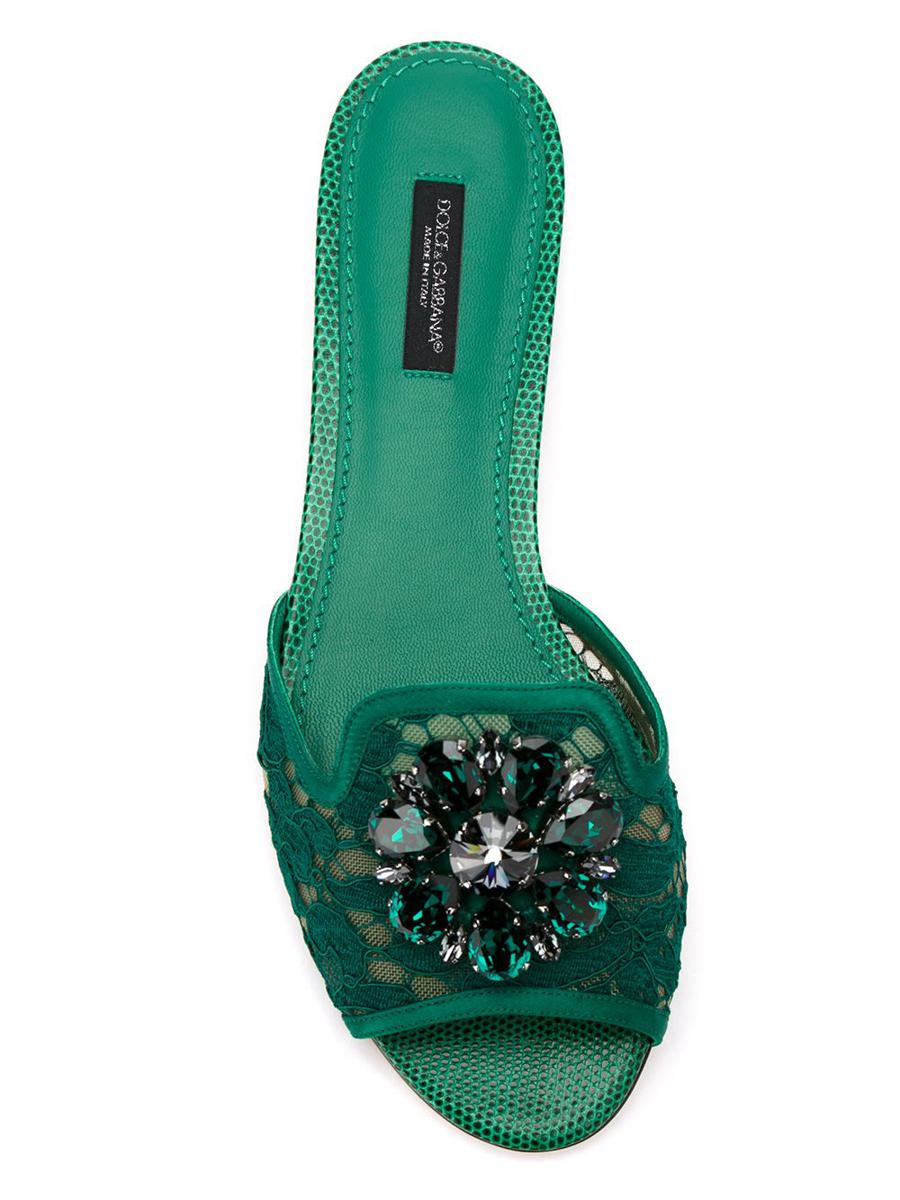 Dolce & Gabbana Crystal Lace Flat Sandals