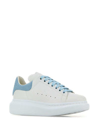 Alexander McQueen Oversize Sneakers In White And Light Blue Calf Leather