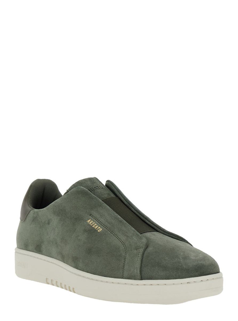 'Dice' Green Low Top Laceless Sneakers With Logo Lettering On The Side In Suede Man
