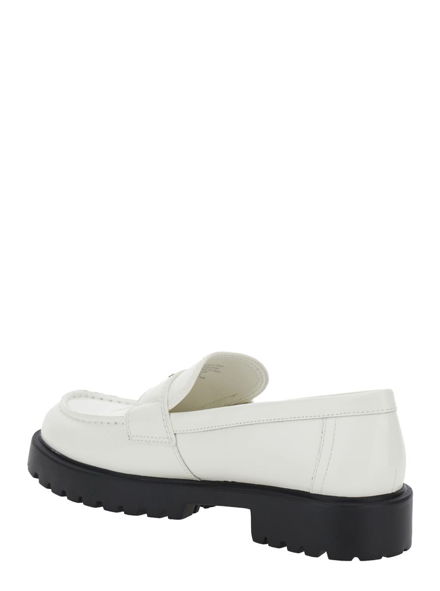 White Loafer With Logo Plate In Nappa Leather Woman