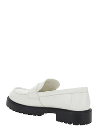 White Loafer With Logo Plate In Nappa Leather Woman
