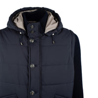 Barba Blue Jacket With Removable Knit Sleeves