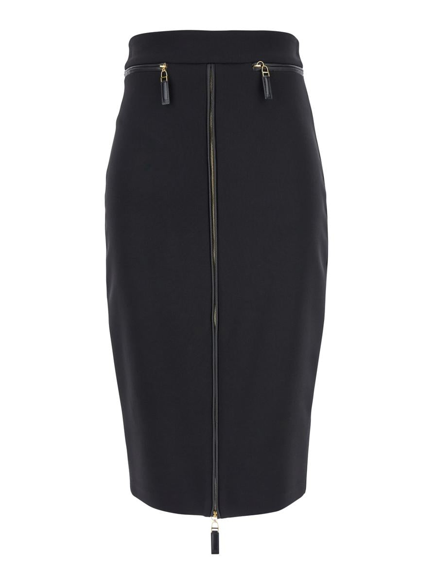 Black Skirt With Zip Fastening In Fabric Woman