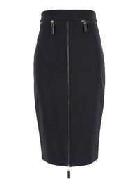 Black Skirt With Zip Fastening In Fabric Woman