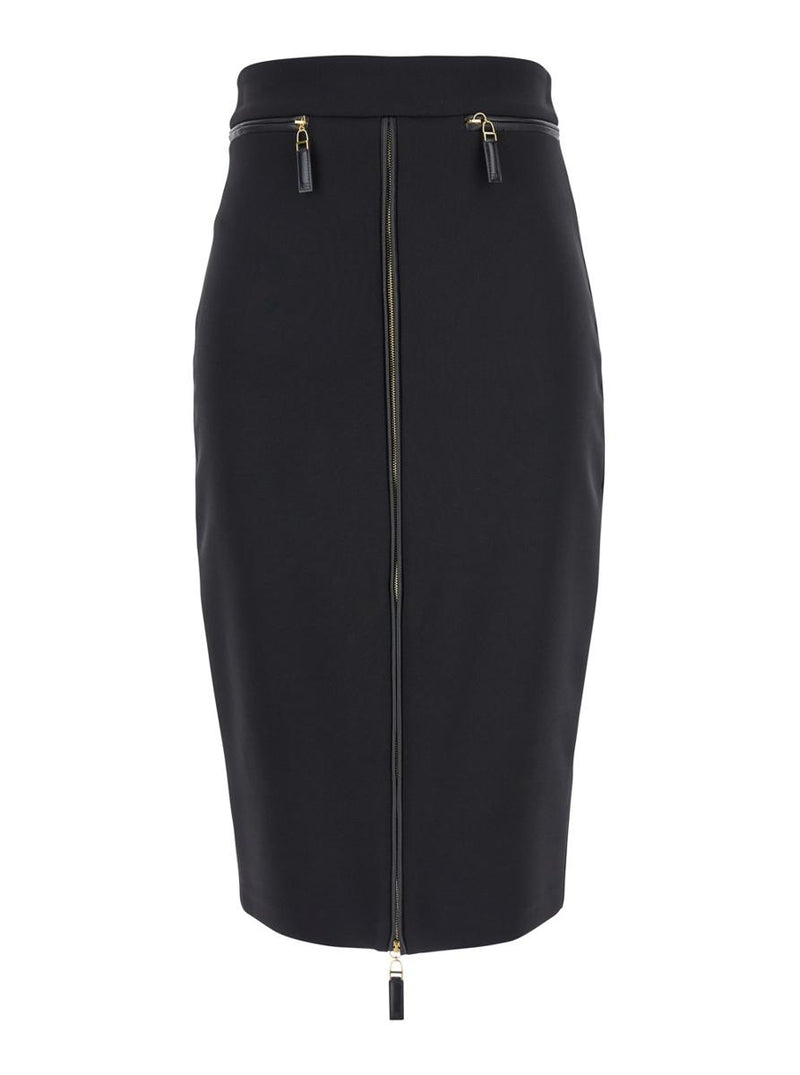 Black Skirt With Zip Fastening In Fabric Woman