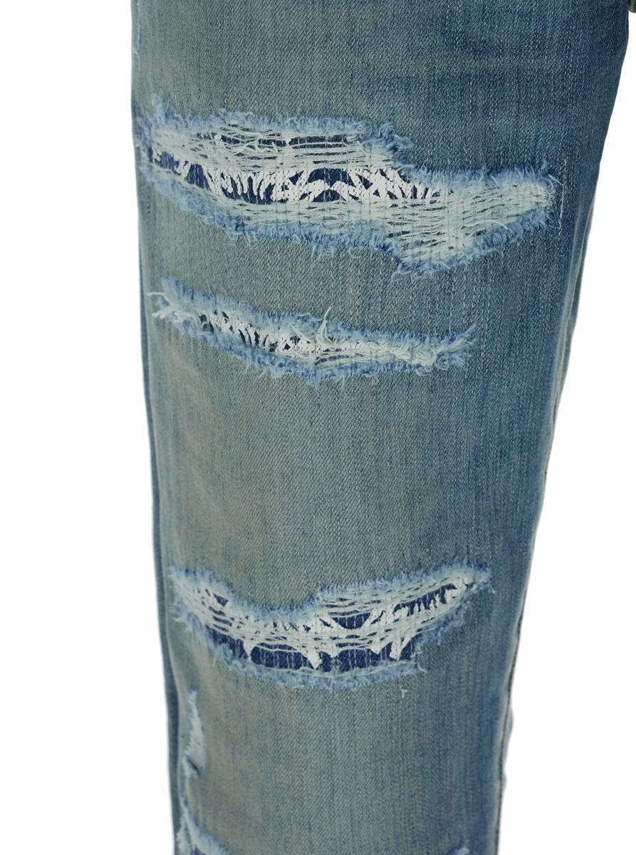 Blue 'Ma Quand' Jeans With Ripped Details On The Front And Logo Patch On The Rear In Denim Man