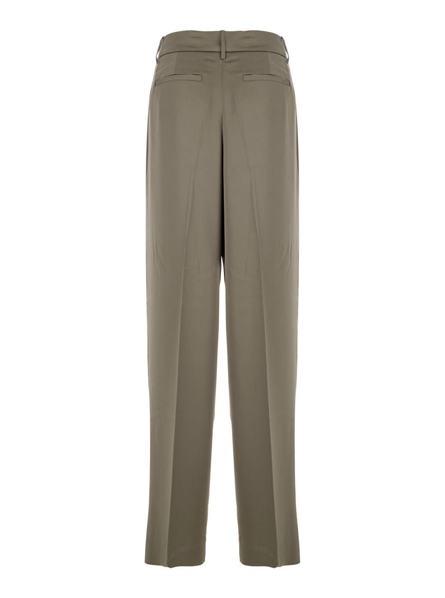 Brown Pants With Belt Loops And Wide Leg In Tech Fabric Woman