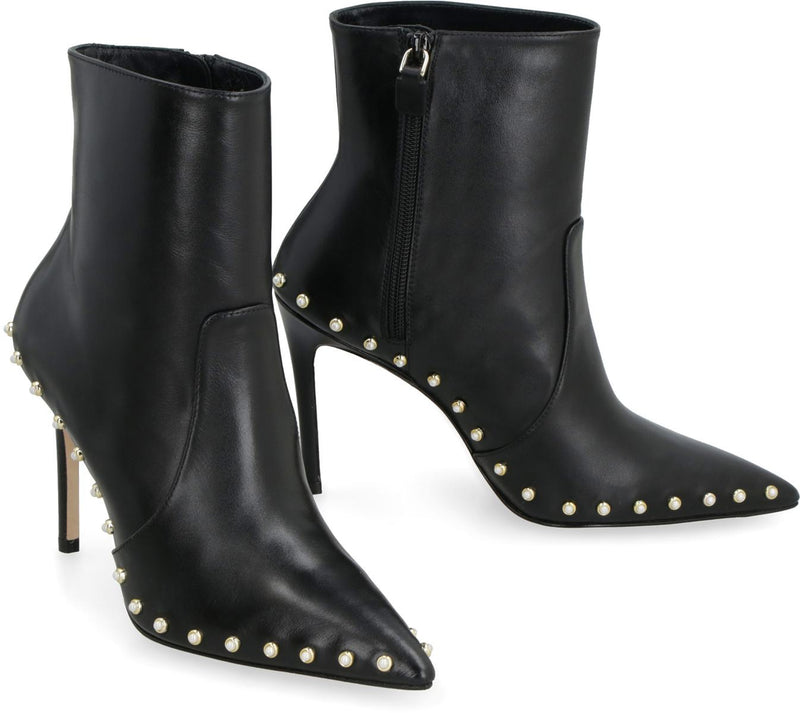 Stuart Weitzman Stuart Leather Pointy-Toe Ankle Boots