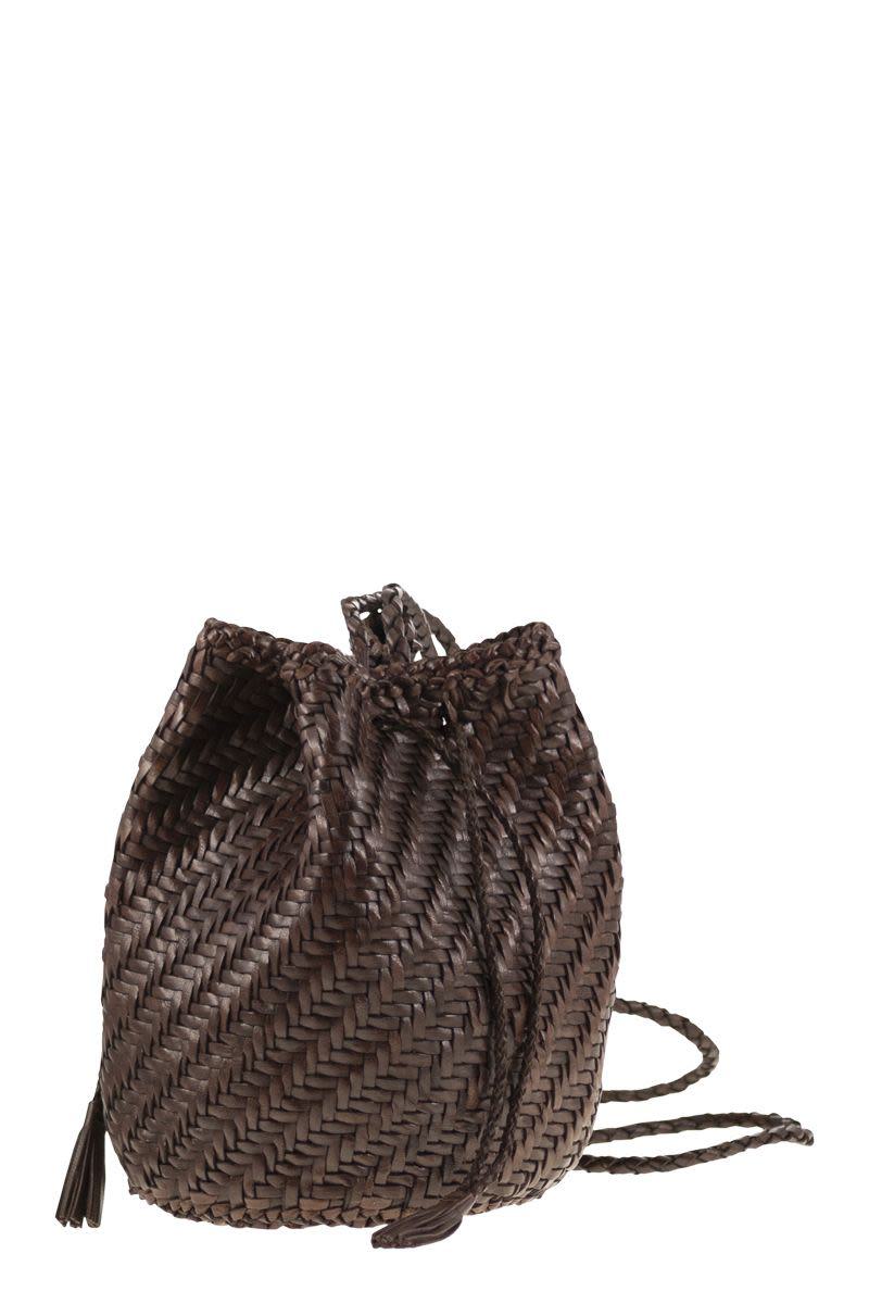 Dragon Diffusion Pompom Double Jump - Bucket Bag With Woven Leather