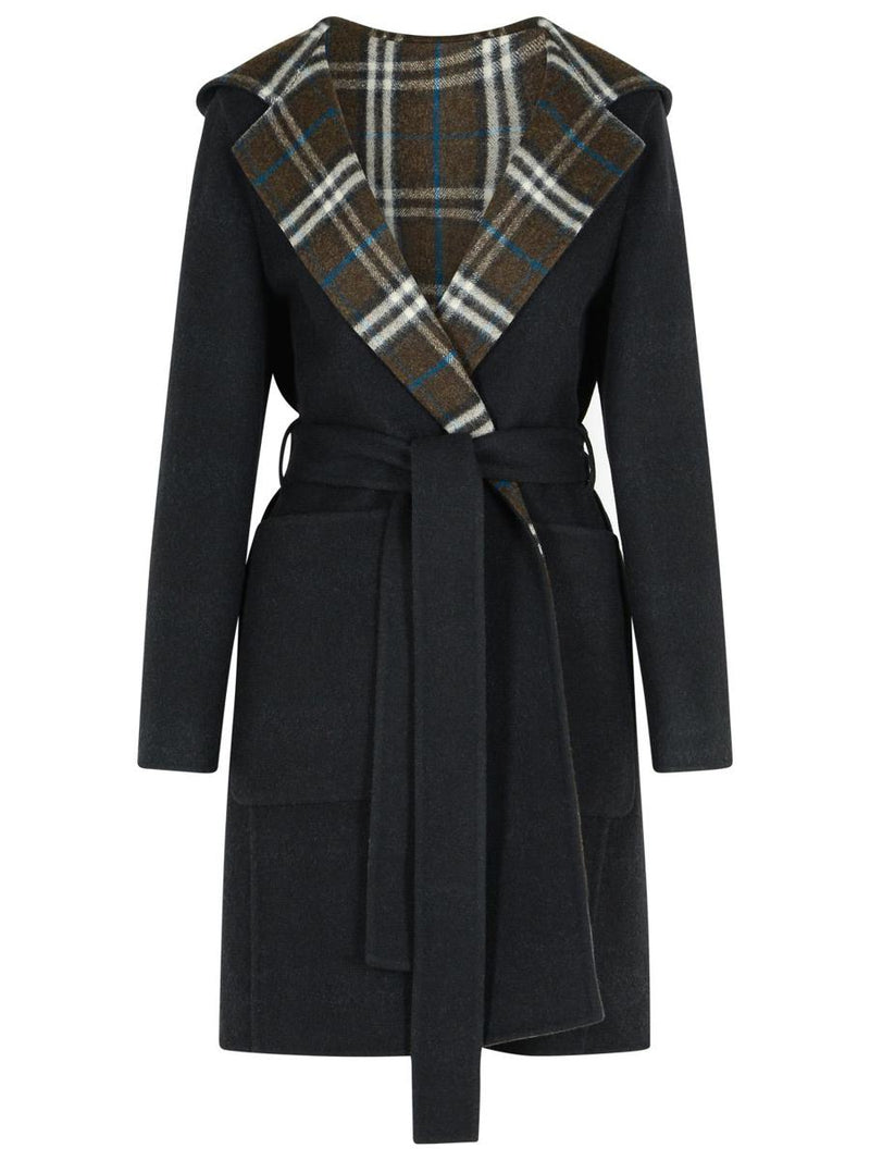 Burberry 'Hampshire' Reversible Black Wool Coat