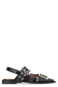 Ganni Feminine Buckle  Faux Leather Slingback Pumps