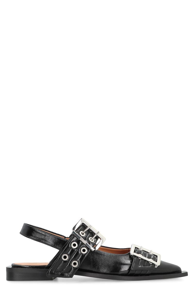 Ganni Feminine Buckle  Faux Leather Slingback Pumps