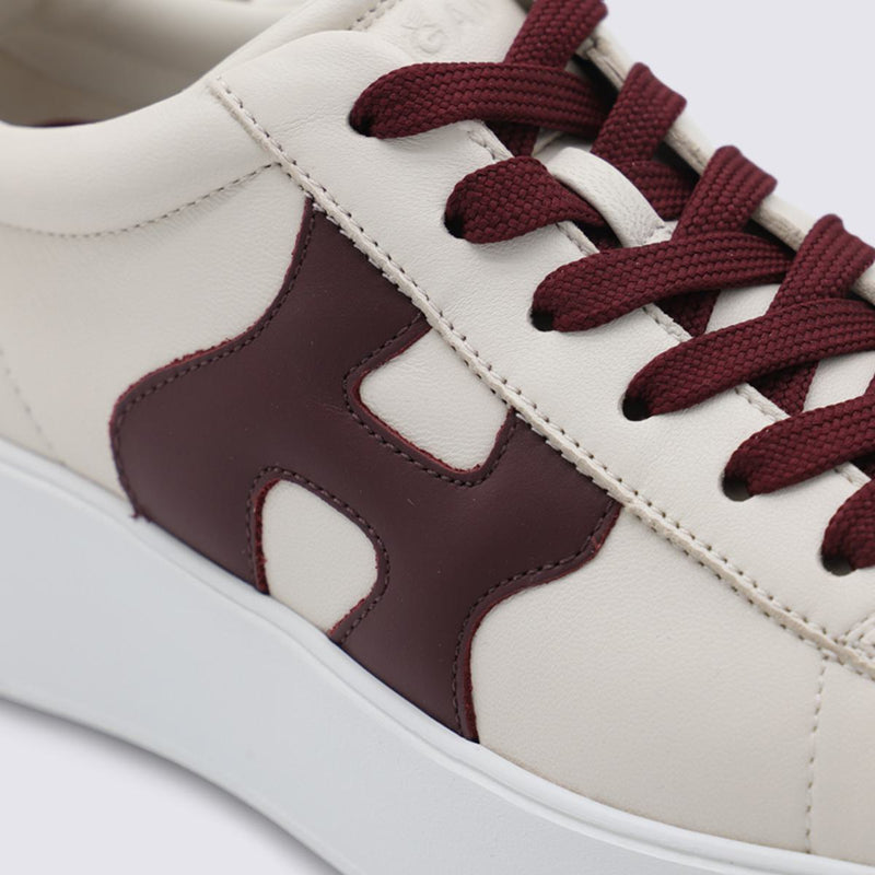 Hogan Beige And Bordeaux Leather Sneakers