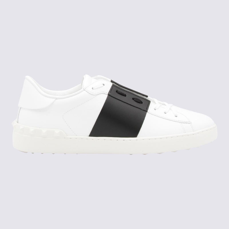 Valentino Garavani White And Black Leather Open Sneakers