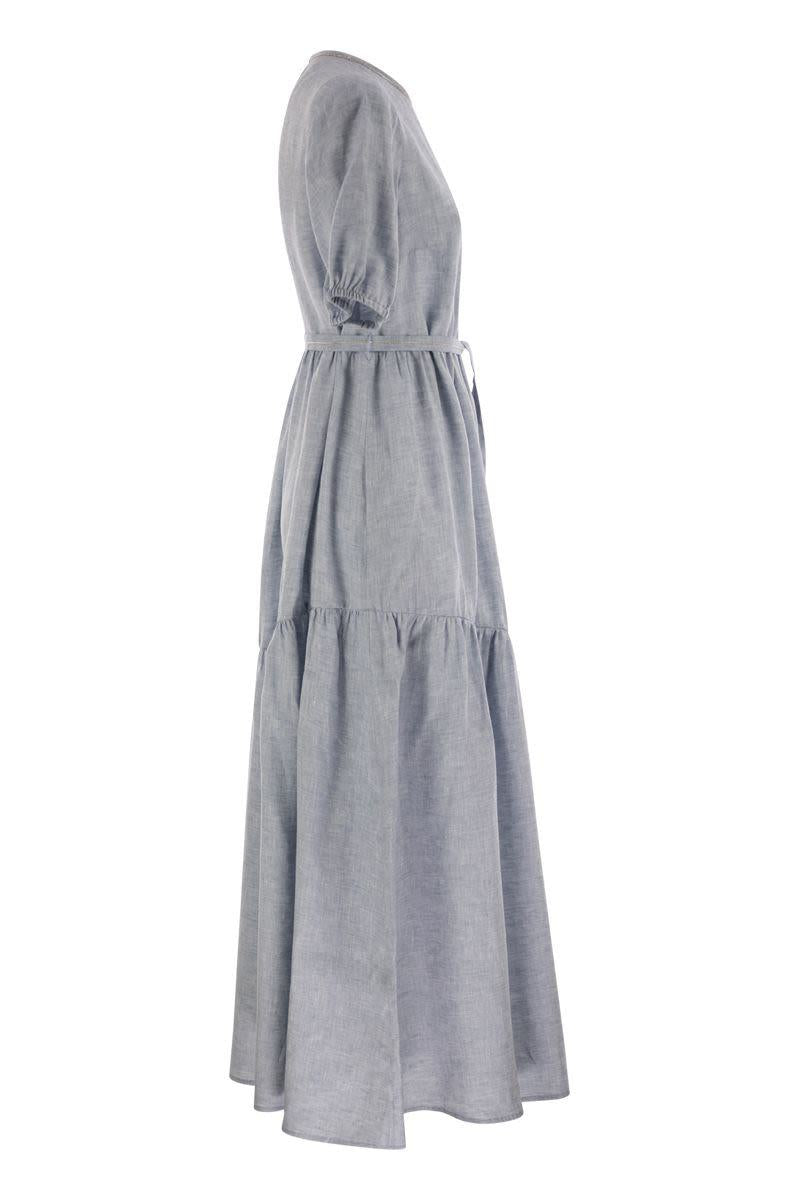 Peserico Long Dress In Pure Linen