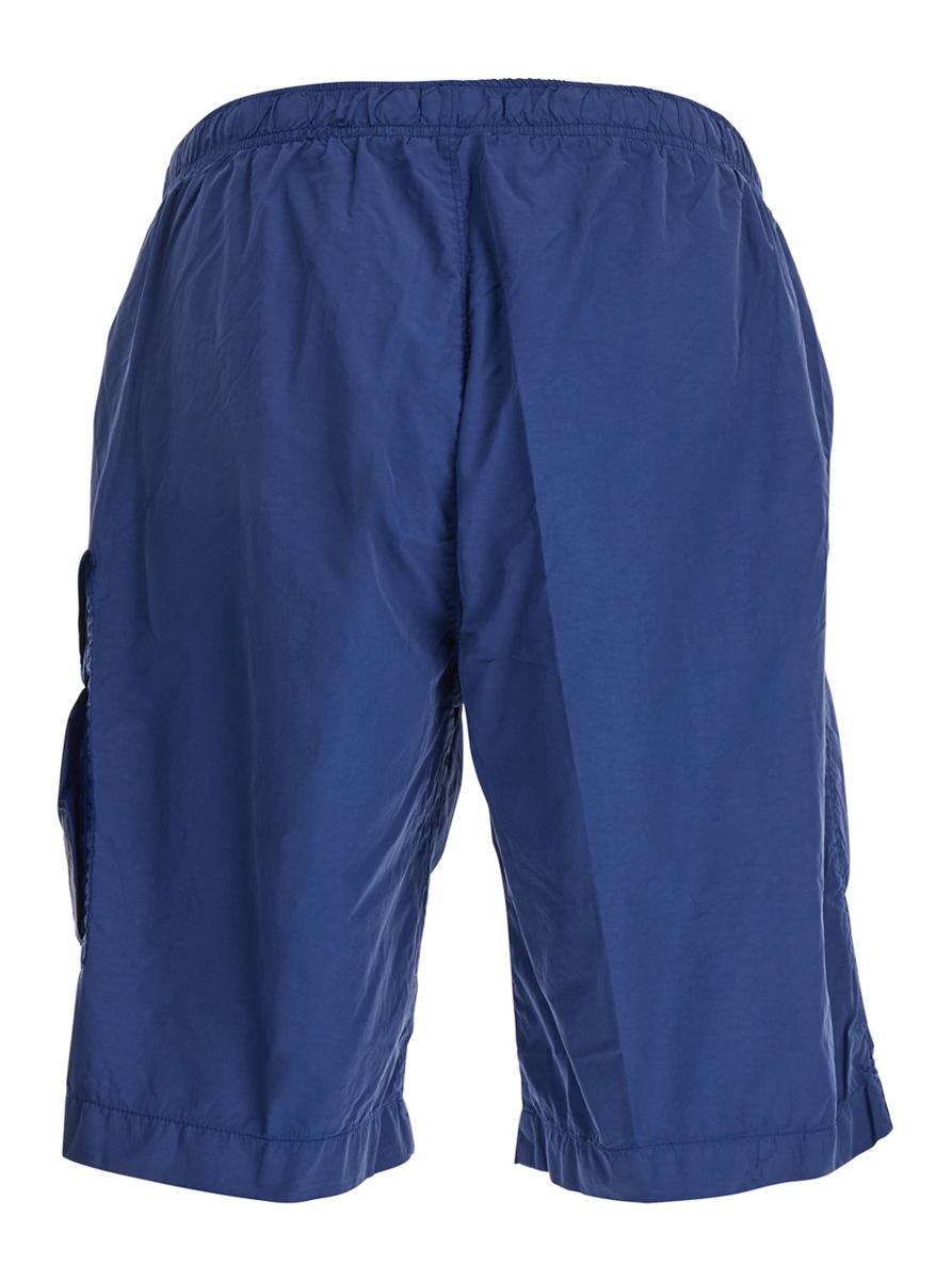 Blue Swim Shorts With Elastic Waist And Logo Plaque On The Side In Tech Fabric Man