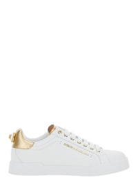 'Portofino' White Sneaker With Logo And Metallic Inserts In Leather Woman