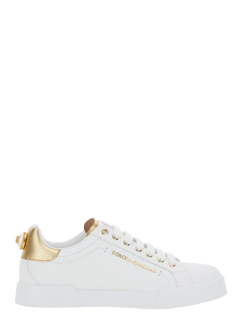'Portofino' White Sneaker With Logo And Metallic Inserts In Leather Woman