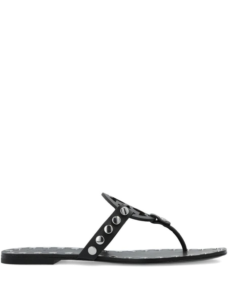 Tory Burch Studded Miller Leather Flat Sandals